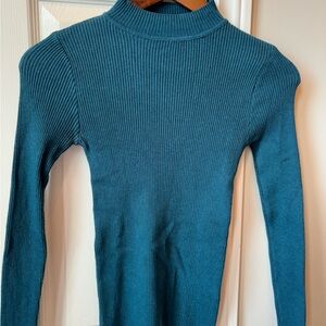 SHEIN Teal Ribbed Knit Top
